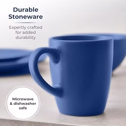 Tower 16 Piece Blue Stoneware Dinner Set – 4