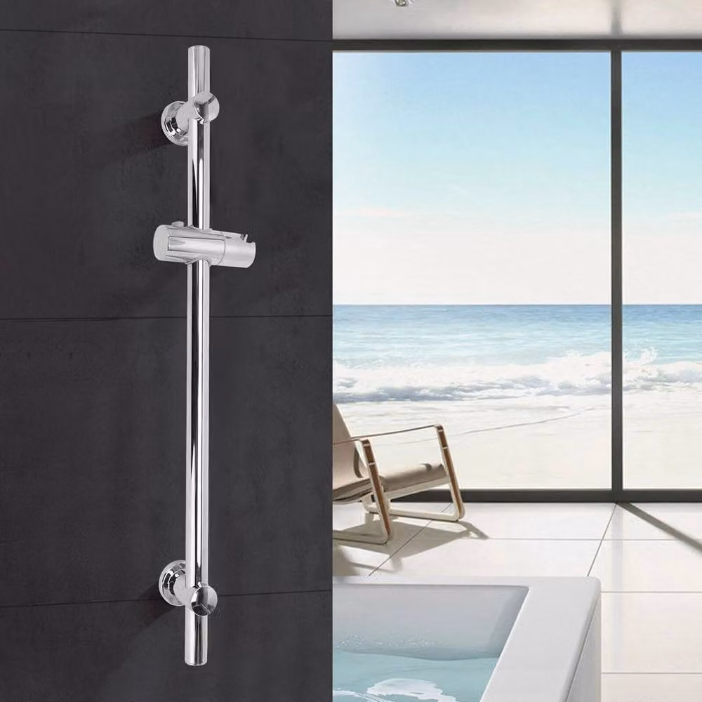 NESTLUNE Adjustable Chrome Shower Riser Rail Kit in Silver – 3