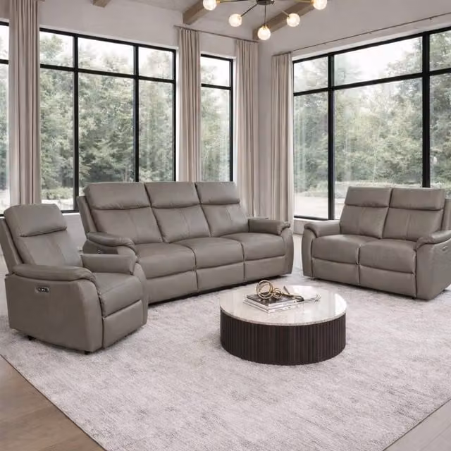 Aspire Kingsmere 3 + 2 + 1 Power Recliner Sofa Suite in Elephant Grey with USB Charging and Scatter Cushions