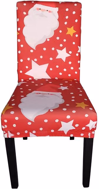 Neel Blue Short Spandex Dining Chair Slipcover with Red Santa Claus and Snowflakes Pattern