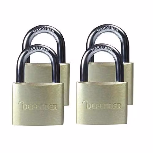 Defender 40mm Aluminium Padlock 4-Pack in Silver and Gold
