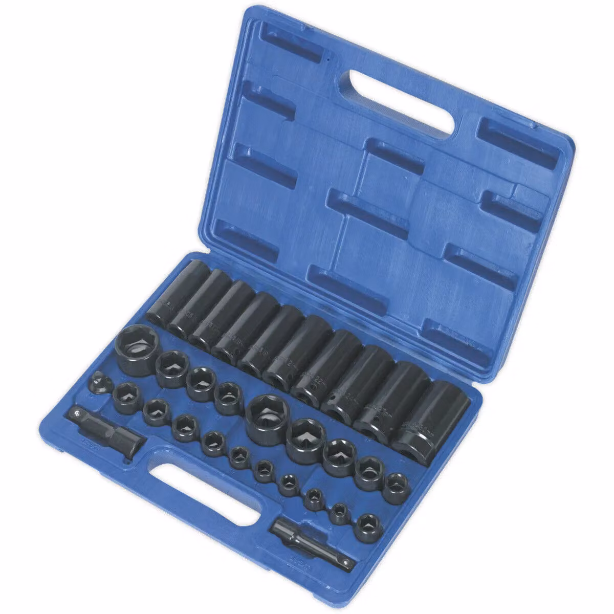 Loops 32 Piece Multicolour Impact Socket Set with 3/8" and 1/2" Sq Drive Standard and Deep Sockets – 2