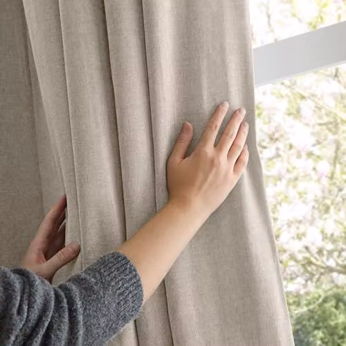 Riva Home Chenille Blackout Eyelet Curtains, Pair, Beige/Sand, H 229 cm x W 229 cm – 3