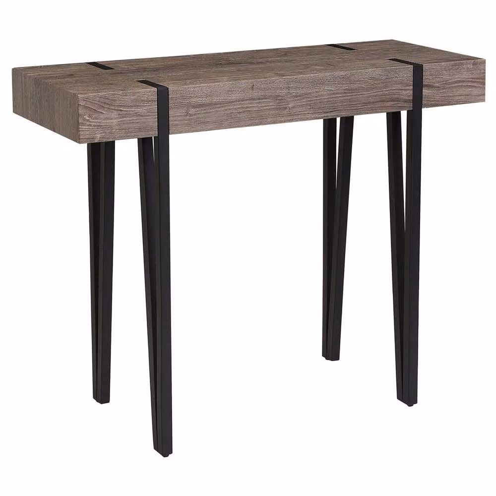 Wyld and Coco Urban Loft Console Table with Dark Brown Top and Black Metal Hairpin Legs, W: 100 cm, D: 40 cm, H: 81 cm – 2