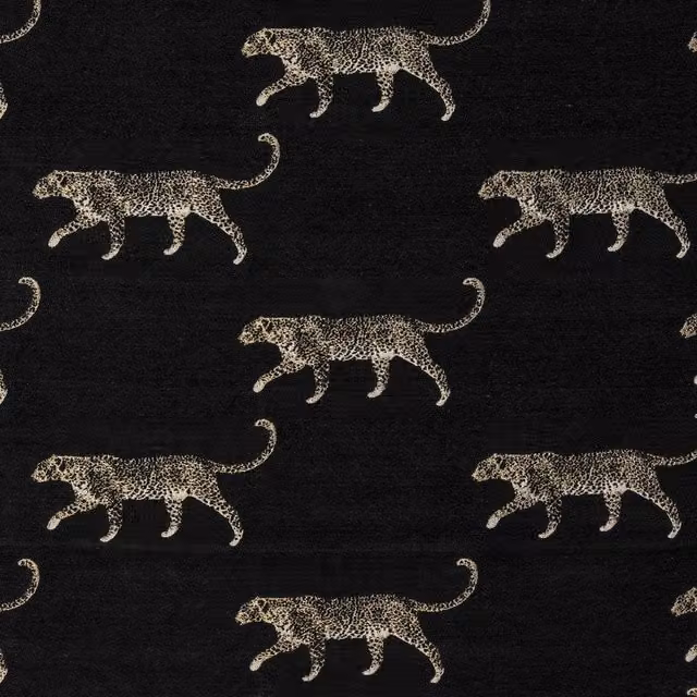 Terrys Leopard Fabric in Black and Grey