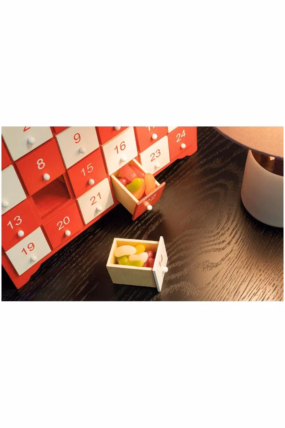 Netagon Wooden Advent Calendar with 24 Drawers in Red and White – 8