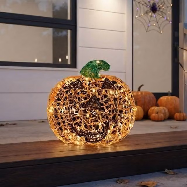 Garden Greatness 3D Soft Acrylic LED Pumpkin Decor, Orange and Multicolour, W/D/H: 51.0 x 50.5 x 39.0 cm – 1