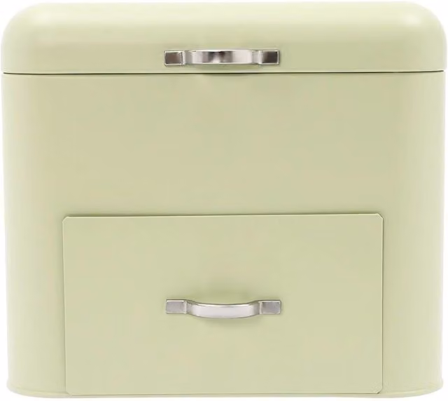Havendro Electroplated Metal Bread Storage Box in Green, W/D/H: 30.0 x 26.5 x 15.0 cm