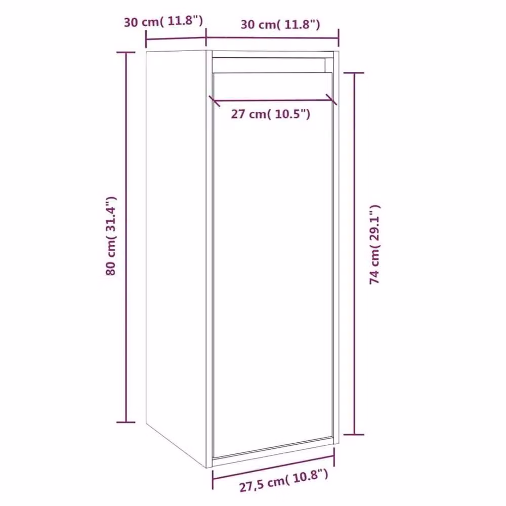 FLAVORA Solid Pine Wood Wall Cabinet in Natural Brown, W/D/H: 30 x 30 x 80 cm – 2