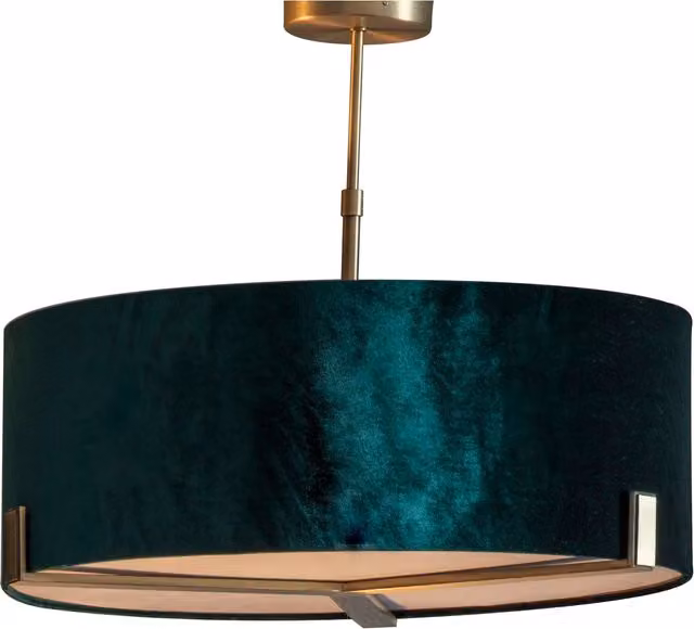 Loops Ceiling Pendant Light in Matt Antique Brass and Green Velvet with 3 x E27 LED Bulbs