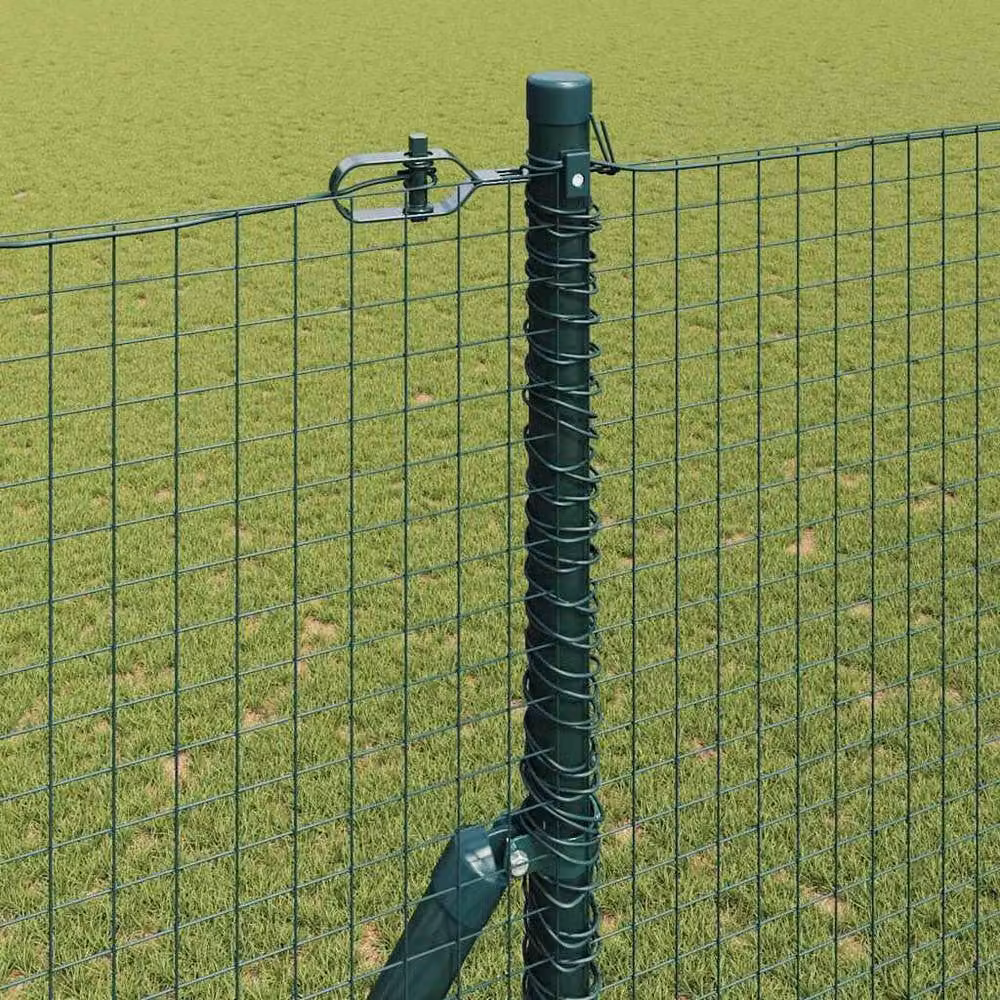 vidaXL Green Rectangular Steel Fence Post Set of 2 – 3