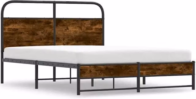 Berkfield Home Bed Frame in Smoked Oak Brown, W: 140 cm, D: 200 cm