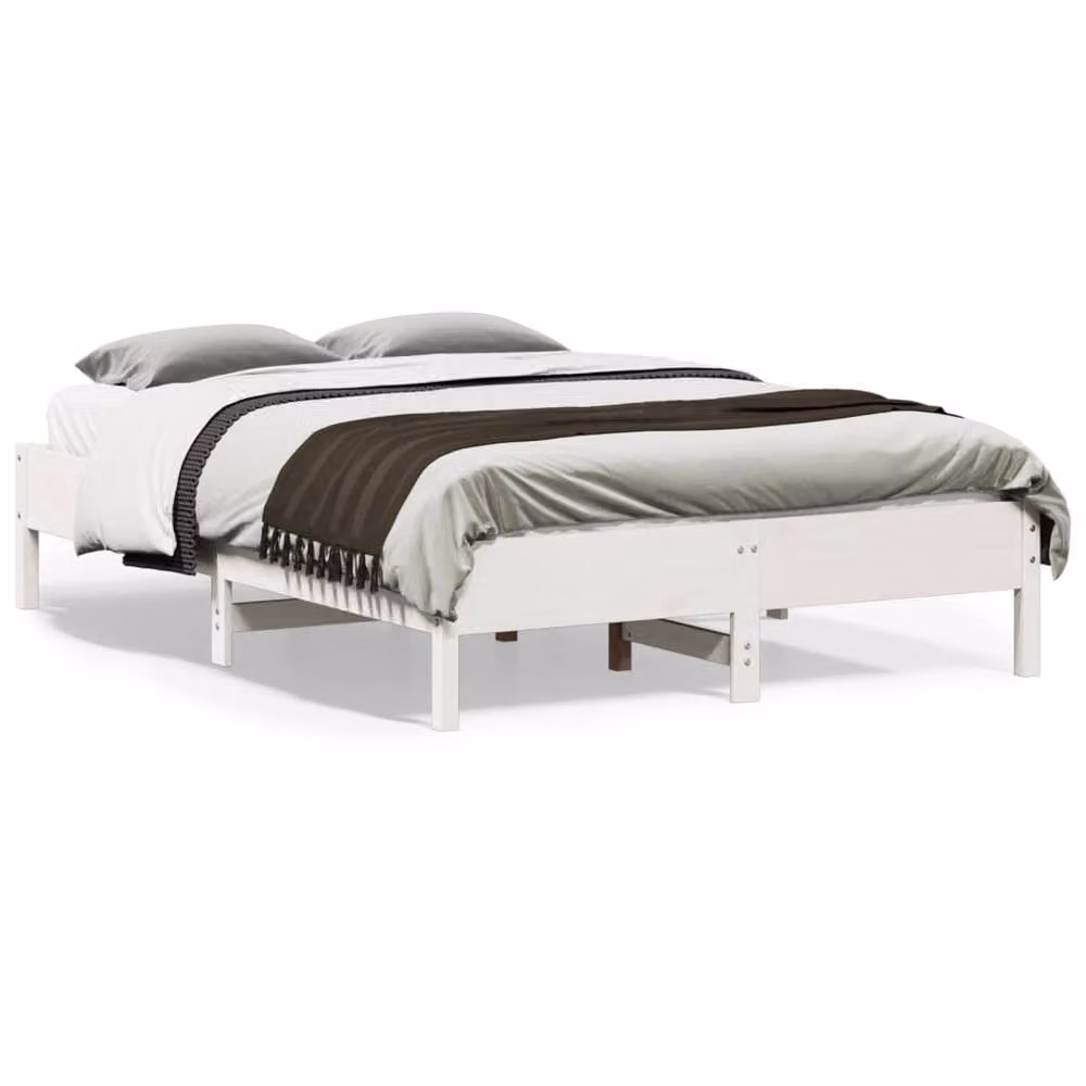Berkfield Home Beautiful Solid Wood Bed Frame with Lift Up Base, White, W/D/H: 140 x 190 x 36.5 cm – 2