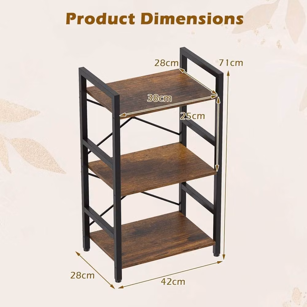 NESTLUNE Industrial Freestanding Storage Organizer Display Shelf in Brown – 2