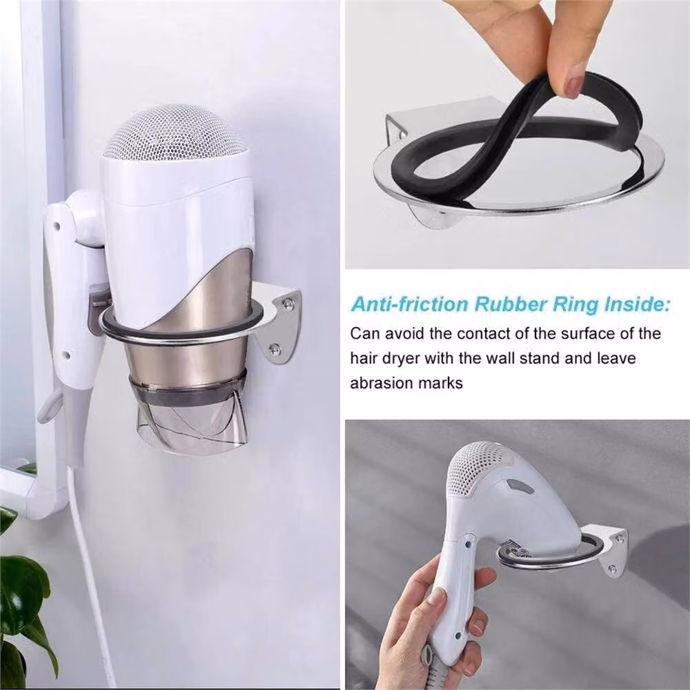Nordara 3 in 1 Black Hair Dryer Holder, Wall Mount or Free Standing Metal Stand, Width: 180 cm, Height: 180 cm – 2