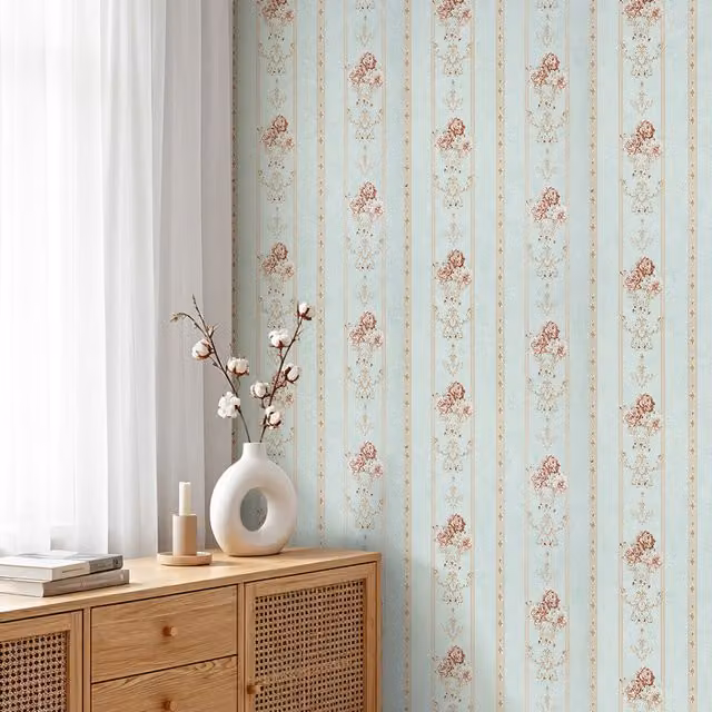Lifeideas 3D Embossed Non-Woven Floral Botanical Wallpaper in Light Green