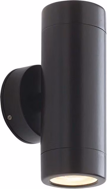 Loops Up & Down Twin Outdoor IP65 Wall Light in Satin Black with 2 x 7W LED GU10 Bulbs – 1