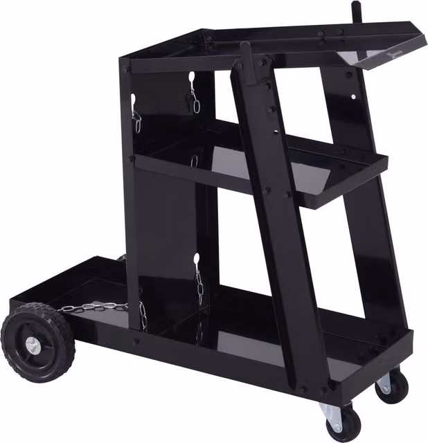 DURHAND Black Steel Welding Trolley Cart with Gas Bottle Storage and Wheels – 1