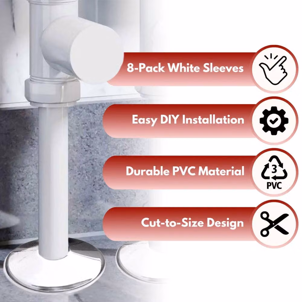 Marco Paul White Plastic Radiator Pipe Covers, Set of 8, W: 1000 cm, H: 52 cm, D: 2 cm – 2