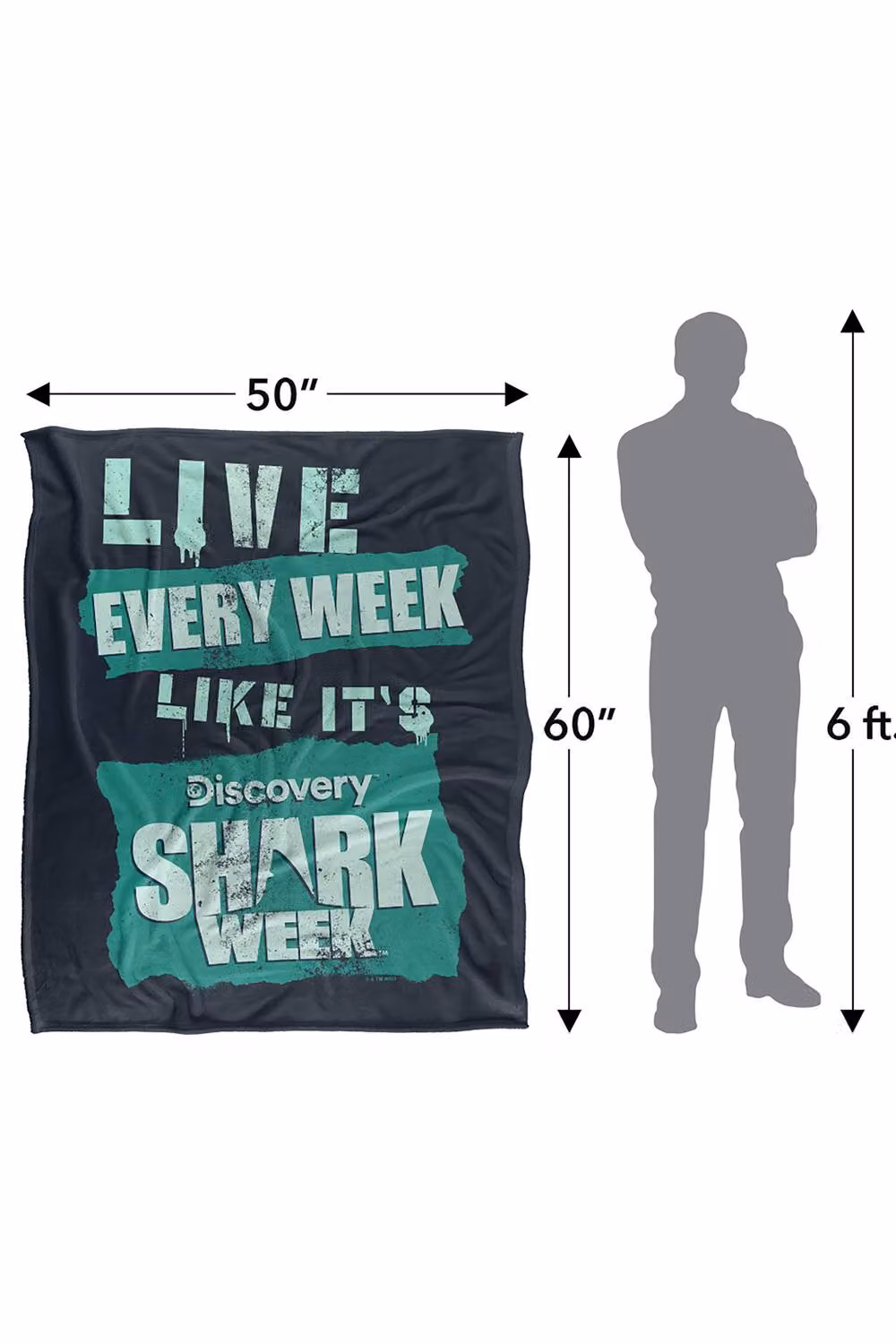 LOGOVISION Shark Week Television Series Multicolour Fleece Throw Blanket W/D/H: 152 x 127 cm – 7