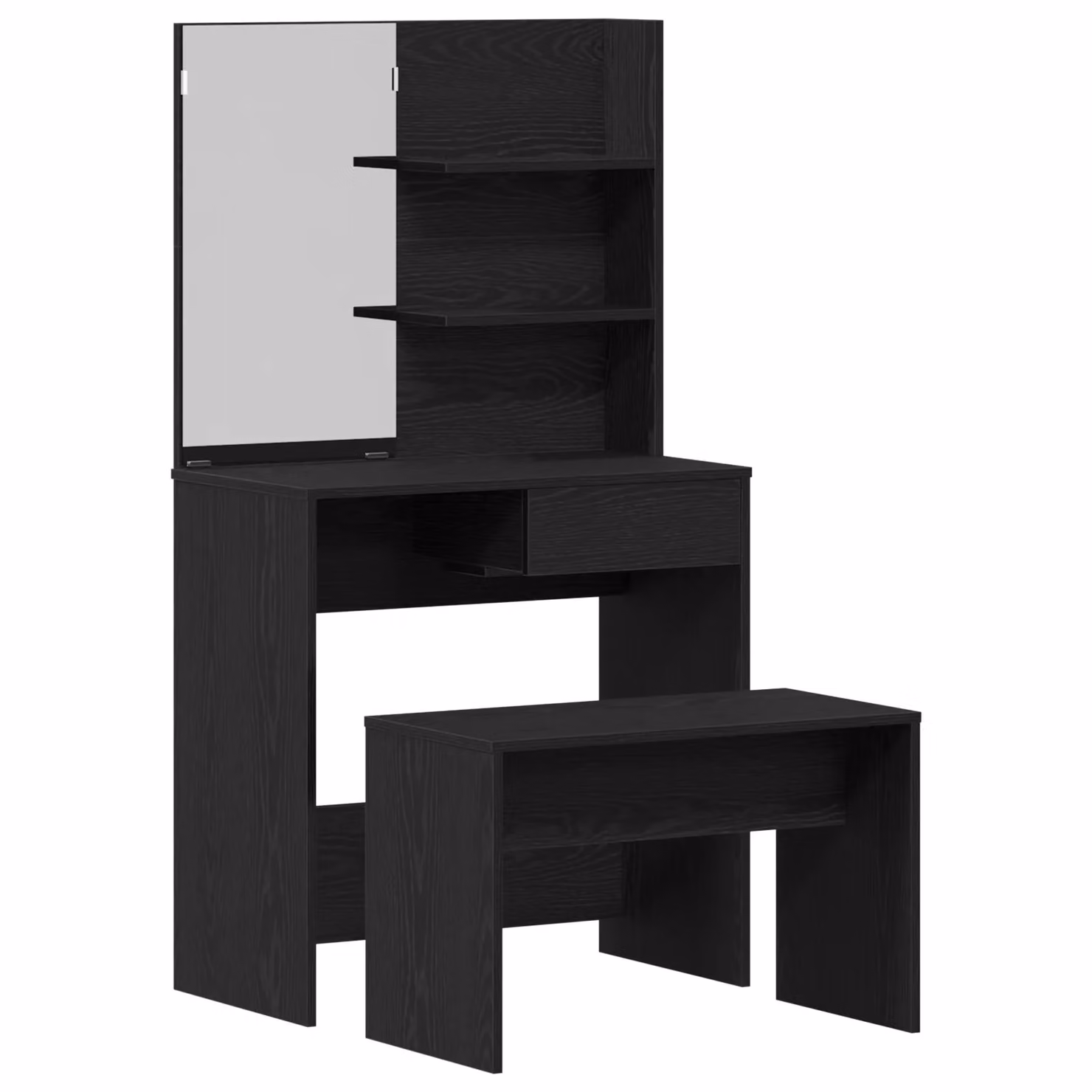 Berkfield Home Modern Black Oak Dressing Table Set in Engineered Wood – 2