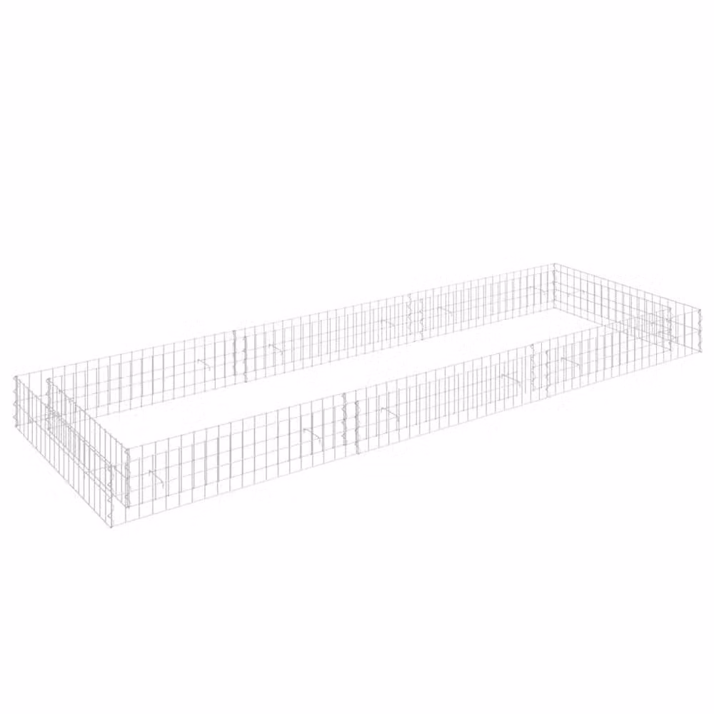 Berkfield Home Silver Galvanised Steel Stone Gabion Raised Bed, W: 300 cm, D: 100 cm, H: 20 cm – 2