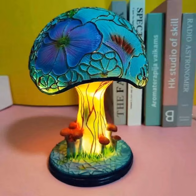 SPETLEK Multicolour Mushroom Resin Night Light with USB Connection
