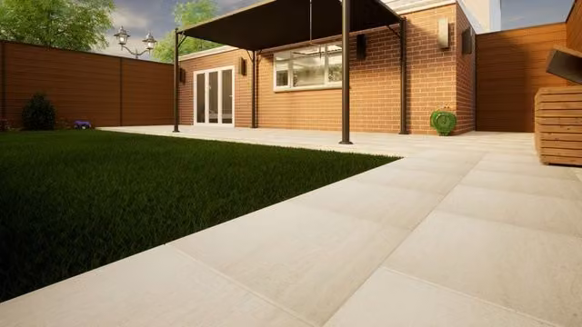 PBSL Group Faro Beige Porcelain Paving, Pack of 2, W: 60.0 cm, D: 60.0 cm, H: 2.0 cm