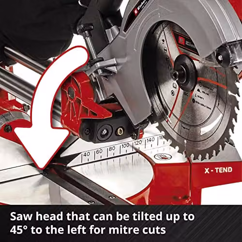Einhell TE-SM 36/210 Li-Solo Cordless Sliding Mitre Saw, Red – 4