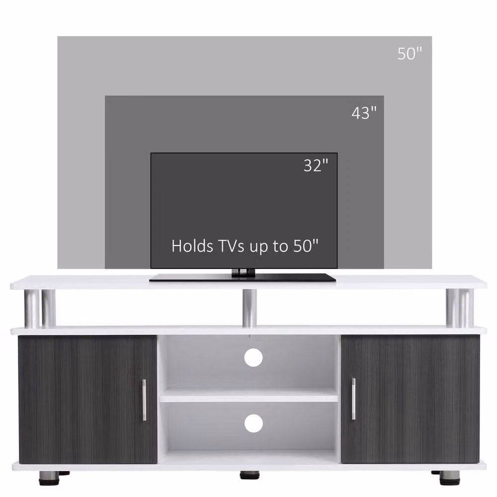 STILVORA Modern White TV Stand with Wood and Metal Details, Width: 120 cm – 4