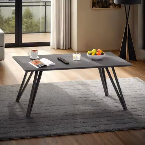 Seconique Marlow Modern Rectangular Coffee Table in Black and White, W/D/H: 100 x 50 x 45 cm – 6