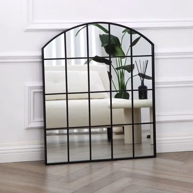 Home Garden Direct Aion Industrial Wall Mirror with Black Metal Frame, W: 90 cm, H: 75 cm