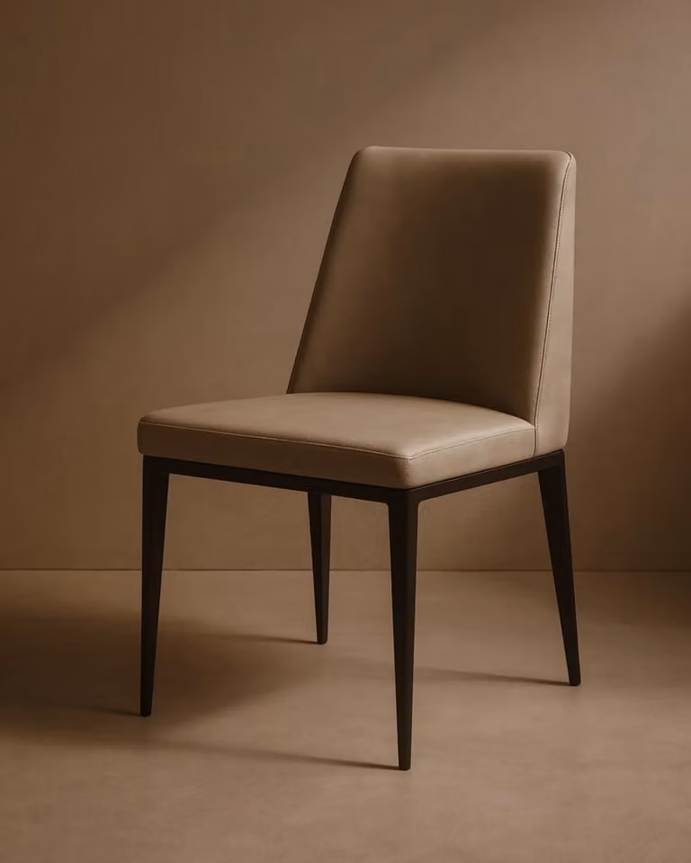 Tommy Franks Modern Dining Chair in Sand with Synthetic Leather and Fabric Upholstery