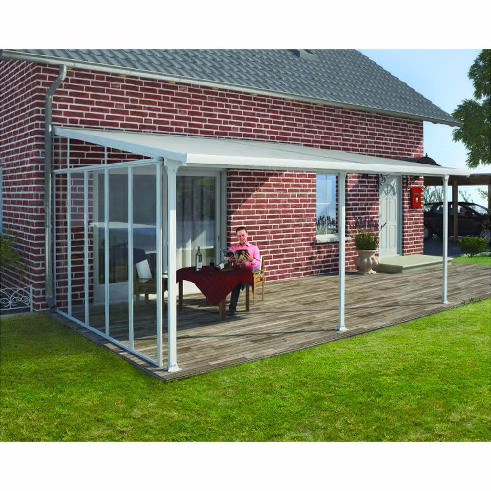 Palram 4 Series Sidewall for Patio Cover in White Acrylic, W: 6.7 m, H: 305 cm, L: 319 cm – 2