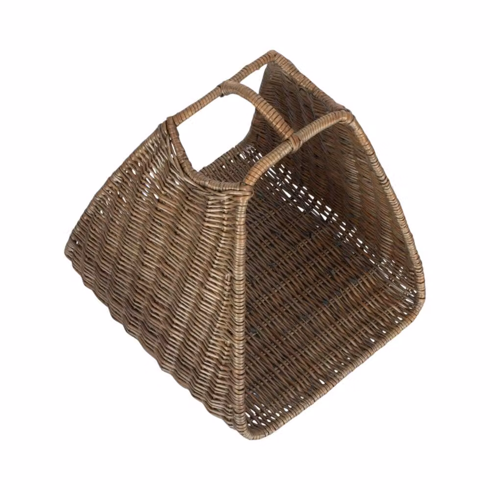 Red Hamper Antique Wash Willow Log Basket Cradle in Brown – 2