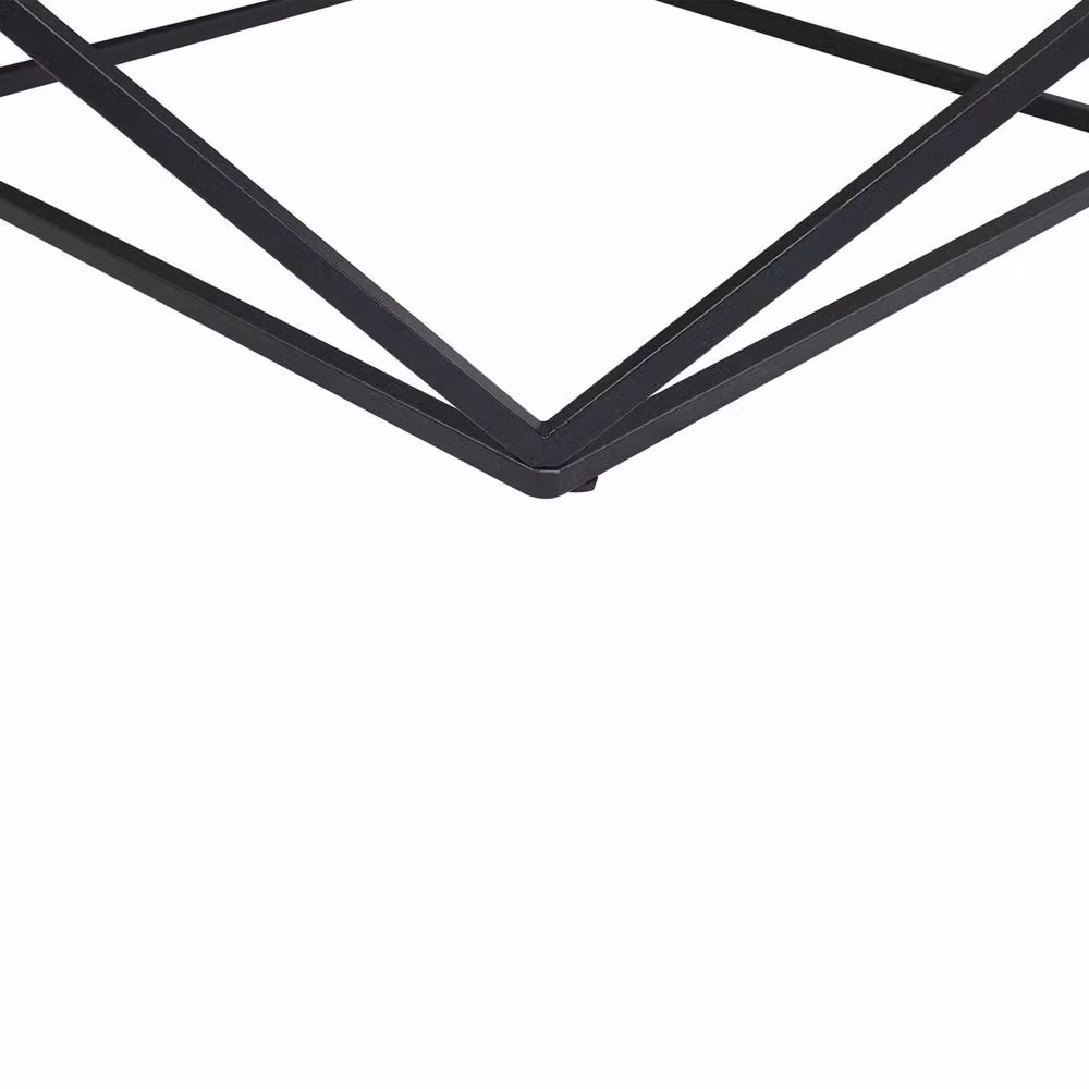 Wyld and Coco Mid-Century Side End Table with Beige Marble-Look Top and Black Metal Frame, W/D/H: 50 x 50 x 50 cm – 5