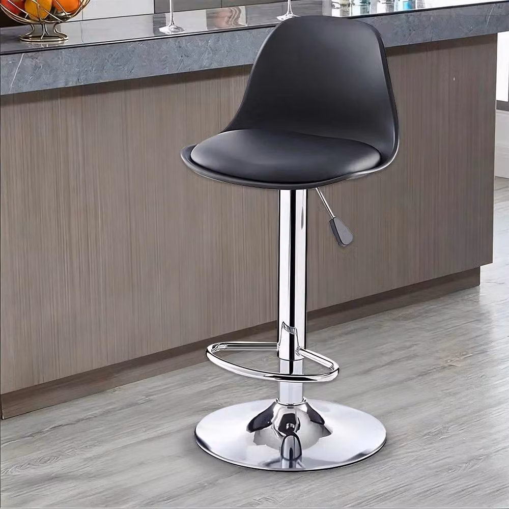EONLION Set of 2 Black Upholstered Swivel Bar Stools with Metal Frame, Height: 100 cm – 4