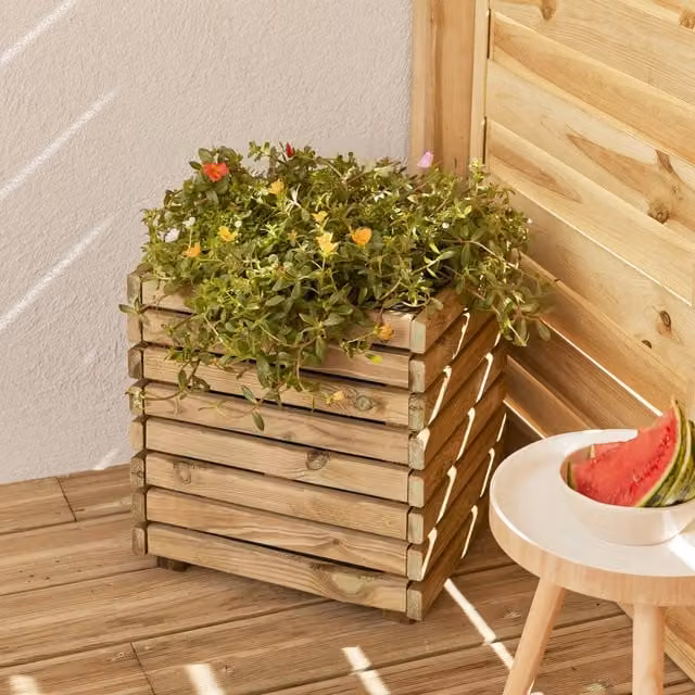 Cerland Wooden Planter Tub in Black or Brown, W/D/H: 40 x 40 cm