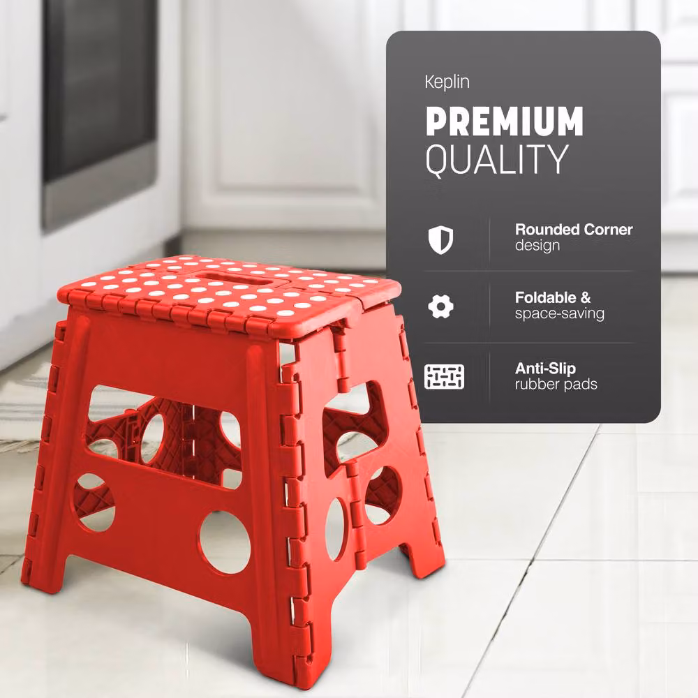 Keplin Heavy Duty Folding Step Stool, Red, W/D/H: 37 x 22 x 22 cm – 2