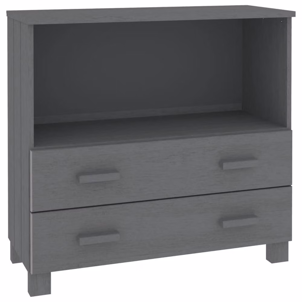 Berkfield Home Hamar Sideboard in Dark Grey Solid Wood Pine, W: 85 cm, D: 35 cm, H: 80 cm – 2
