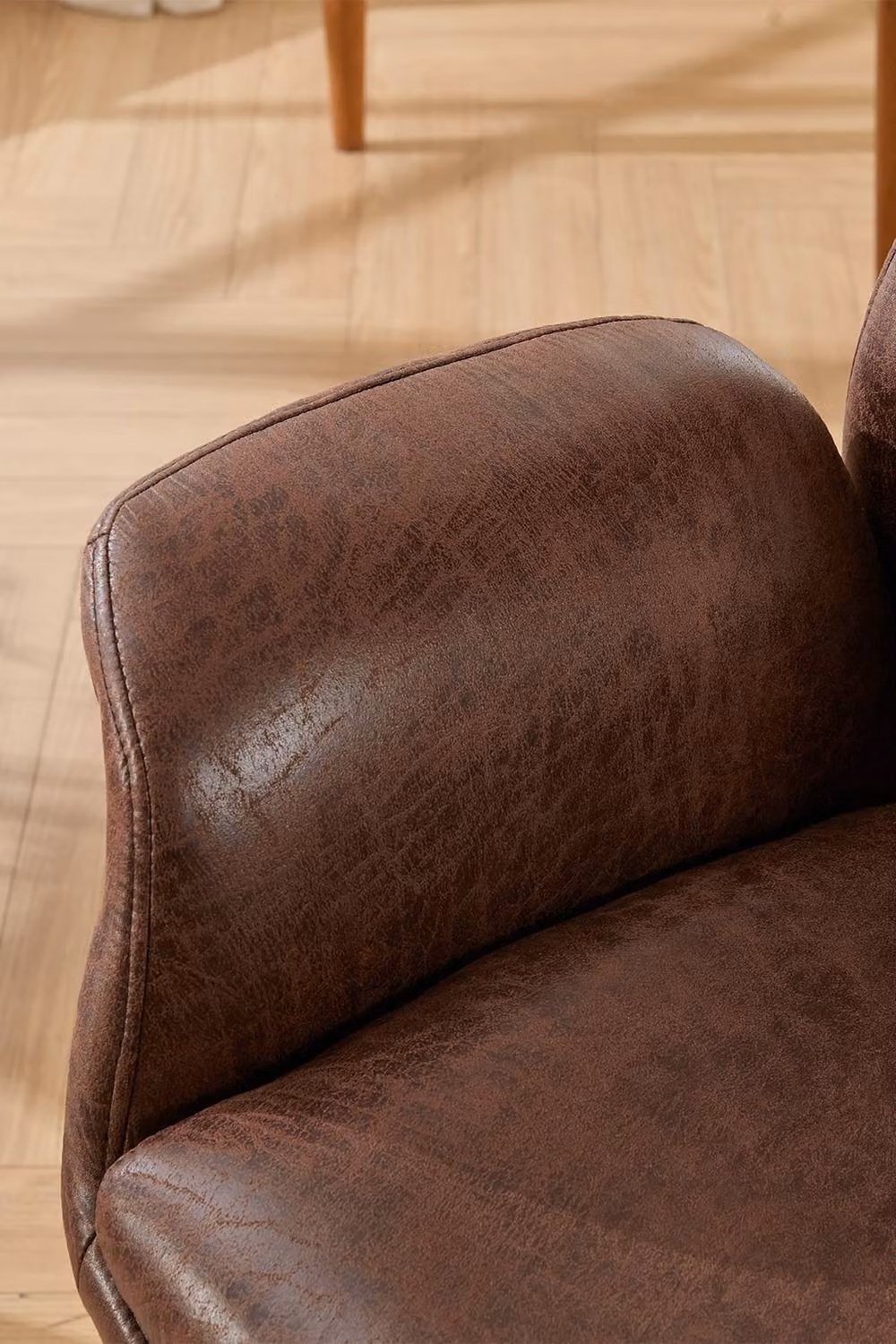 Garden Sanctuary Mid-Century Executive Office Chair with Armrests in Brown Synthetic Leather – 5