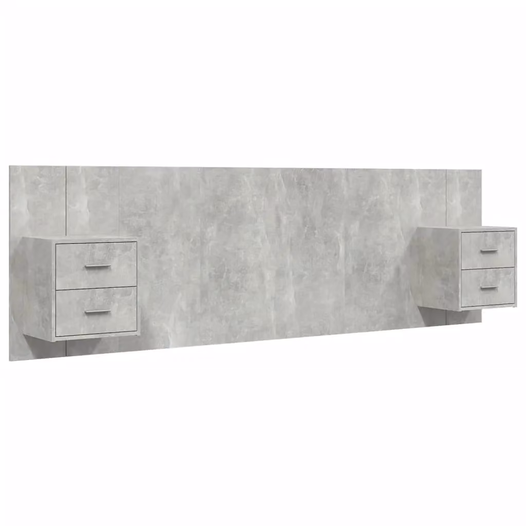 Berkfield Home Bed Headboard with Integrated Nightstand Cabinets in Concrete Grey Engineered Wood – 2