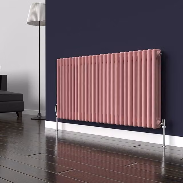Lux Heat Horizontal 3 Column Steel Radiator in Pastel Pink, W: 60 cm, H: 119 cm
