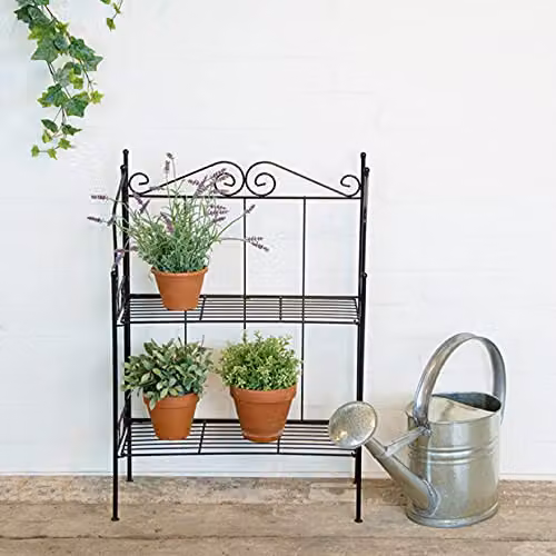 Esschert Design Black Metal Folding Plant Stand, W/D/H: 25.9 x 56.5 x 79.3 cm – 2