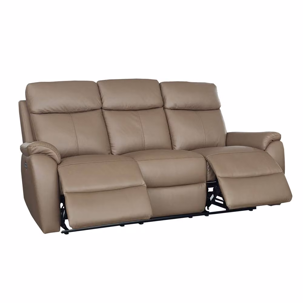 Aspire Kingsmere 5-Piece Power Recliner Sofa Set in Taupe Beige with USB Charging and Synthetic Leather Upholstery – 2