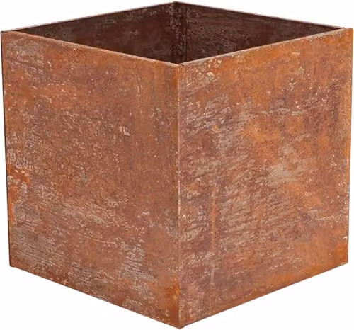 Esschert Design Modern Square Raised Bed Plant Pot in Rust Brown Steel, W/D/H: 40 x 40 x 40 cm