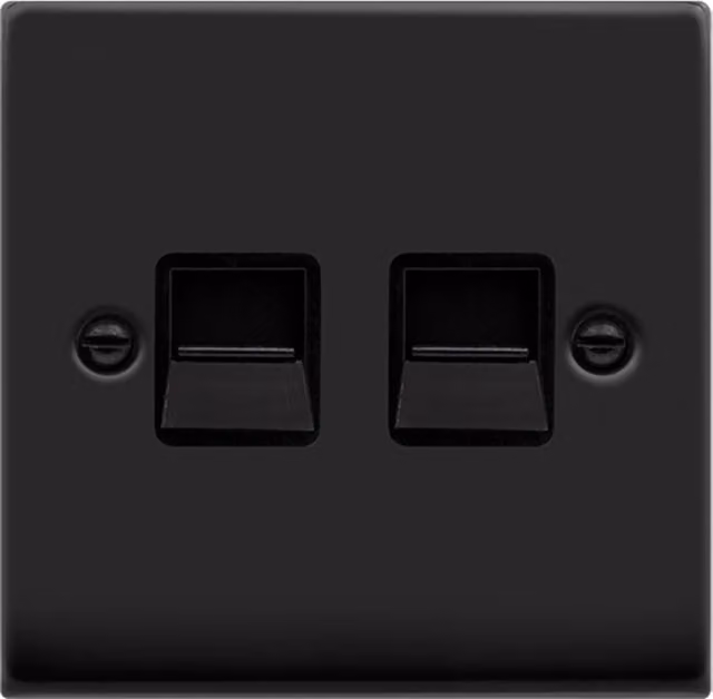SE HOME Black Flush Plate Master Telephone Twin Socket