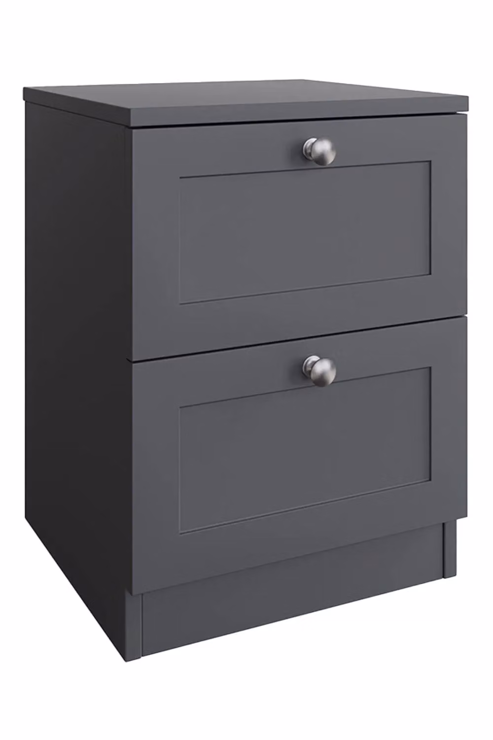 FWStyle Panelled 2 Drawer Bedside Chest in Grey, H 55 cm x W 40 cm x D 40 cm – 2