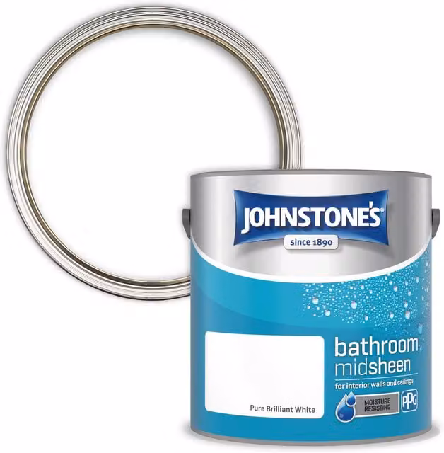 Johnstone's Bathroom Mid Sheen Paint in Brilliant White