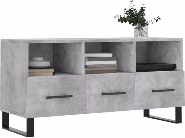 Berkfield Home Industrial TV Cabinet in Concrete Grey, W/D/H: 102 x 36 x 50 cm – 1